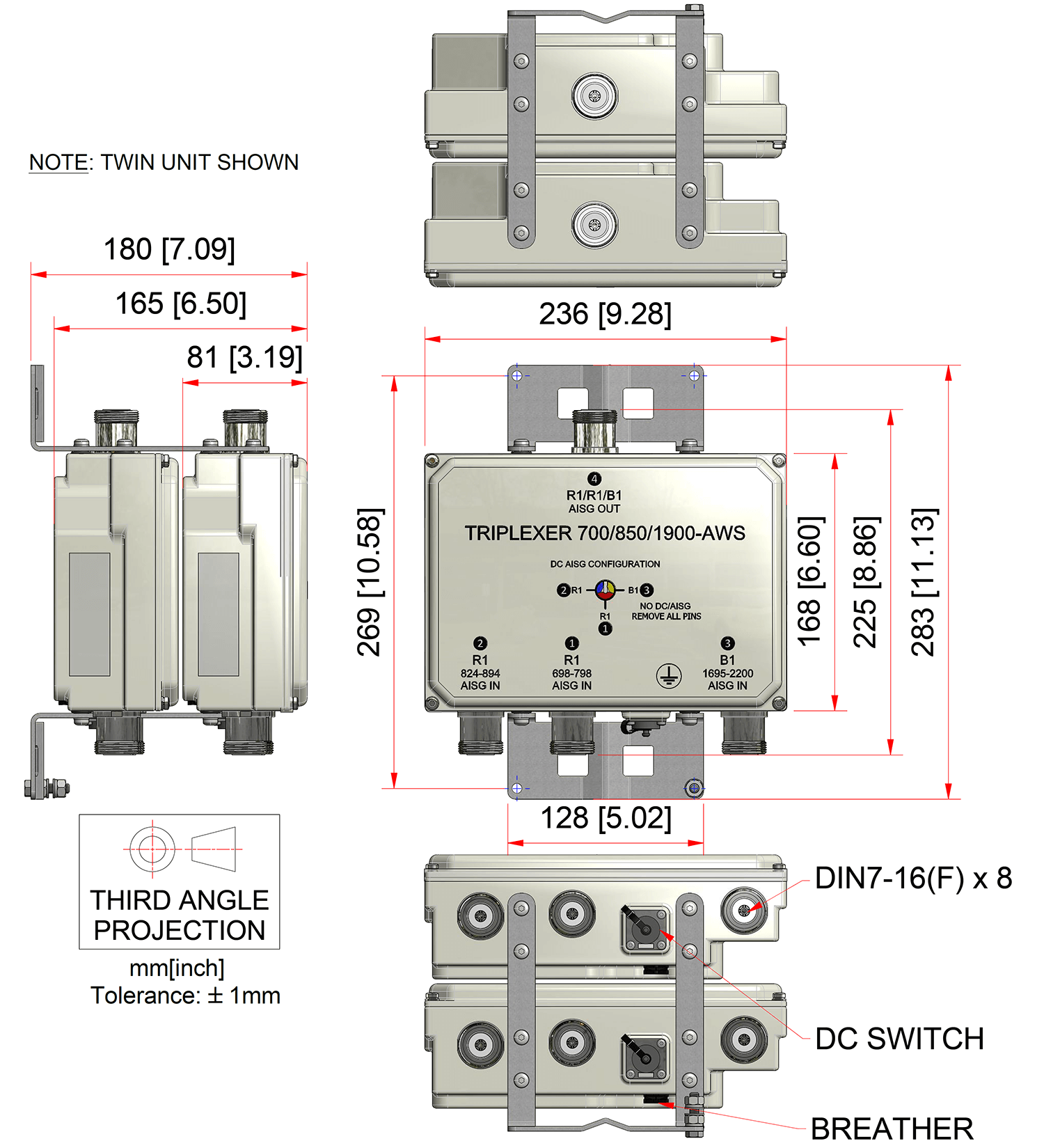 Kaelus TBC0026F2V51-2 | TRIPLEXER 700/850/1900-AWS | Kaelus